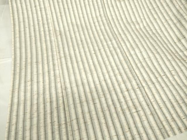 平和屋着物▽ぜんまい紬　単衣　縞　正絹　逸品　DABF3285op