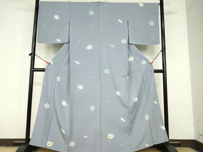 平和屋着物▽上質な小紋　単衣　舞桜　金彩　正絹　逸品　DABF3286op