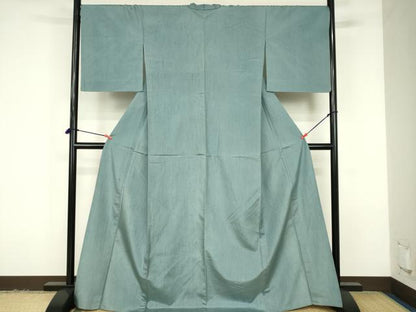 平和屋着物▽上質な紬　単衣　港鼠色　正絹　逸品　DABF3288op