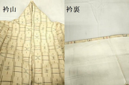 平和屋着物▽上質な紬　単衣　絣文様　正絹　逸品　DABF3290op