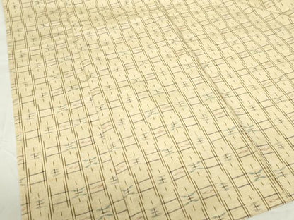 平和屋着物▽上質な紬　単衣　絣文様　正絹　逸品　DABF3290op
