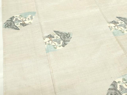平和屋着物▽本場大島紬　白大島　単衣　7マルキ　総絣　地紙風景文　正絹　逸品　DABF3293op