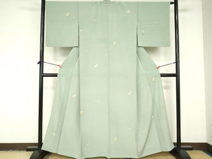 平和屋着物▽上質な小紋　単衣　舞花　正絹　逸品　DABF3294op