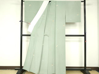 平和屋着物▽上質な小紋　単衣　舞花　正絹　逸品　DABF3294op