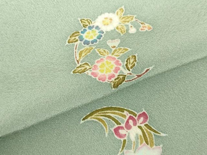 平和屋着物▽上質な小紋　単衣　舞花　正絹　逸品　DABF3294op