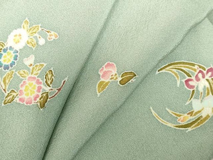平和屋着物▽上質な小紋　単衣　舞花　正絹　逸品　DABF3294op