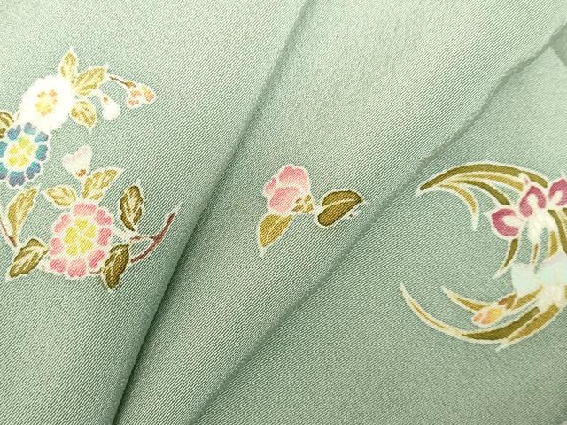 平和屋着物▽上質な小紋　単衣　舞花　正絹　逸品　DABF3294op