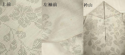 平和屋着物▽結城紬　単衣　100亀甲　草花　正絹　逸品　DABF3296op
