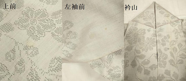 平和屋着物▽結城紬　単衣　100亀甲　草花　正絹　逸品　DABF3296op
