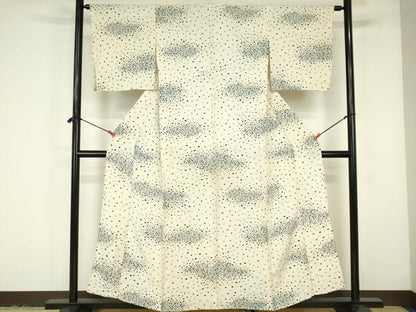 平和屋着物▽上質な小紋　単衣　丸文　正絹　逸品　DABF3299op