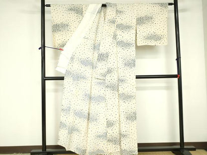 平和屋着物▽上質な小紋　単衣　丸文　正絹　逸品　DABF3299op