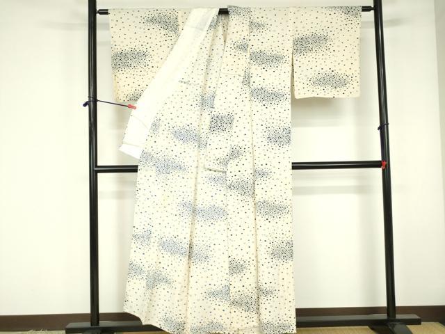 平和屋着物▽上質な小紋　単衣　丸文　正絹　逸品　DABF3299op