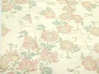 平和屋着物▽本場眞綿紬　単衣　更紗花文　証紙付き　正絹　逸品　DABF3300op