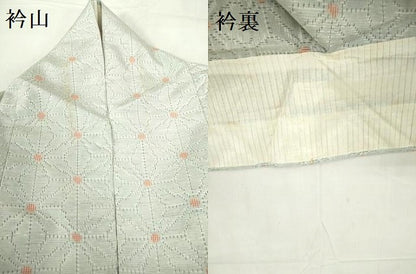 平和屋着物▽上質な紬　単衣　麻の葉　正絹　逸品　DABF3302op