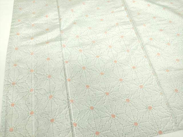 平和屋着物▽上質な紬　単衣　麻の葉　正絹　逸品　DABF3302op