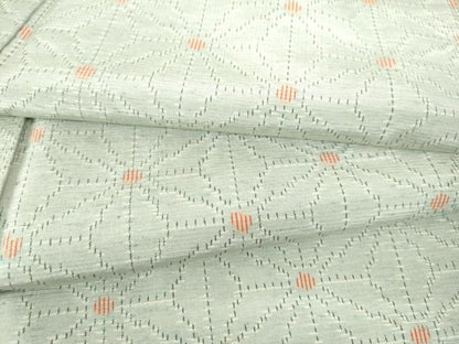 平和屋着物▽上質な紬　単衣　麻の葉　正絹　逸品　DABF3302op