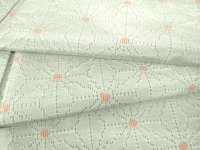 平和屋着物▽上質な紬　単衣　麻の葉　正絹　逸品　DABF3302op