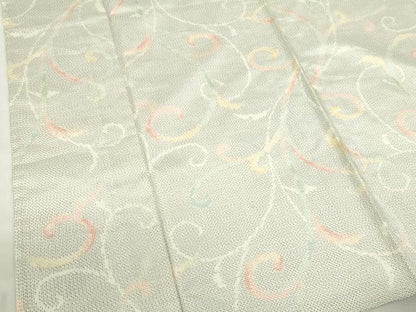 平和屋着物▽上質な紬　単衣　唐草　正絹　逸品　DABF3303op
