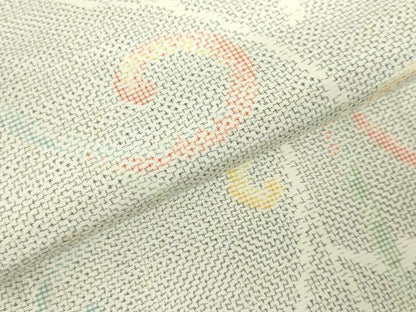 平和屋着物▽上質な紬　単衣　唐草　正絹　逸品　DABF3303op