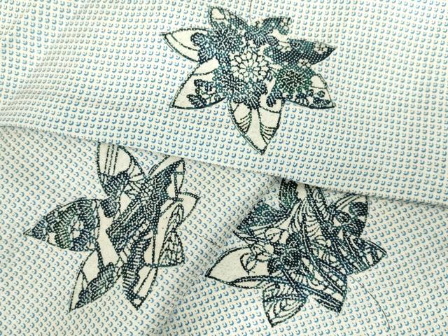 平和屋着物▽上質な小紋　単衣　舞楓　風景花文　正絹　逸品　DABF3304op