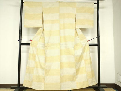 平和屋着物▽上質な紬　単衣　十字絣　正絹　逸品　DABF3306op