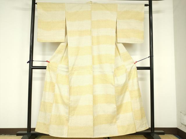 平和屋着物▽上質な紬　単衣　十字絣　正絹　逸品　DABF3306op