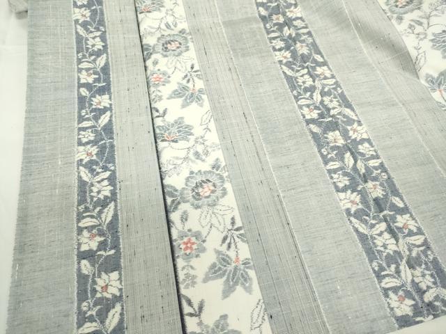 平和屋着物▽小千谷紬　単衣　花間道　正絹　逸品　DABF3309op