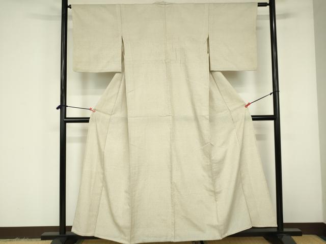 平和屋着物▽本塩沢　単衣　絣文様　正絹　逸品　DABF3310op