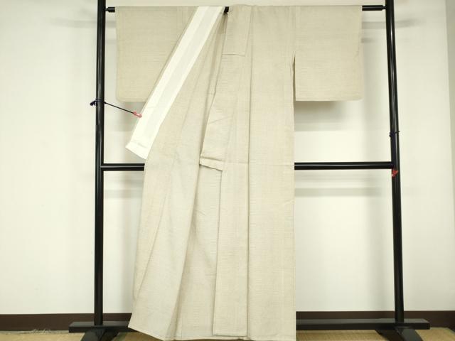 平和屋着物▽本塩沢　単衣　絣文様　正絹　逸品　DABF3310op