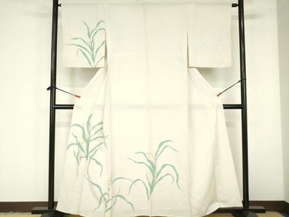 平和屋着物▽訪問着　単衣　草花　金彩　正絹　逸品　DABF3314op