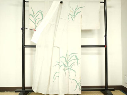 平和屋着物▽訪問着　単衣　草花　金彩　正絹　逸品　DABF3314op