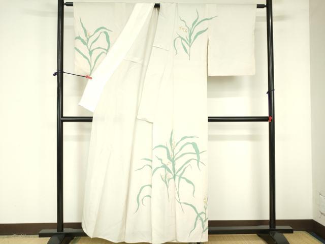 平和屋着物▽訪問着　単衣　草花　金彩　正絹　逸品　DABF3314op