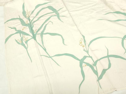 平和屋着物▽訪問着　単衣　草花　金彩　正絹　逸品　DABF3314op