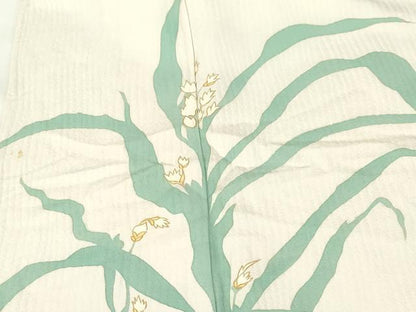 平和屋着物▽訪問着　単衣　草花　金彩　正絹　逸品　DABF3314op