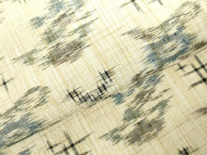 平和屋着物▽上質な紬　単衣　井絣　草花　正絹　逸品　DABF3316op