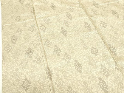 平和屋着物▽上質な紬　単衣　幾何学文様　正絹　逸品　DABF3319op