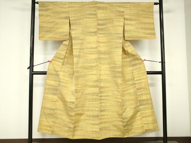 平和屋着物▽上質な紬　単衣　霞文　正絹　逸品　DABF3320op