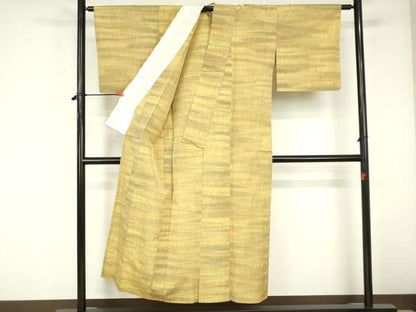 平和屋着物▽上質な紬　単衣　霞文　正絹　逸品　DABF3320op