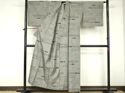 平和屋着物▽本場大島紬　単衣　9マルキ　霞文　正絹　逸品　DABF3321op