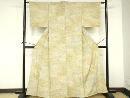 平和屋着物▽上質な小紋　単衣　流水文　暈し染め　正絹　逸品　DABF3322op