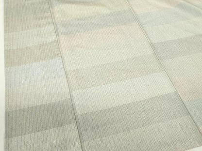 平和屋着物▽上質なお召　単衣　横段文　正絹　逸品　DABF3323op