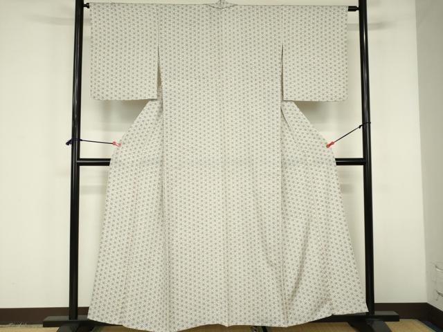 平和屋着物▽上質な小紋　単衣　麻の葉文様　正絹　逸品　DABF3324op