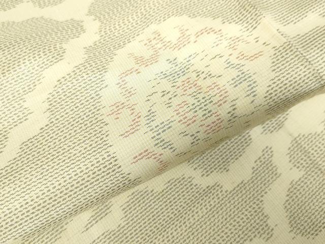 平和屋着物▽本場大島紬　白大島　単衣　流水花文　正絹　逸品　DABF3326op
