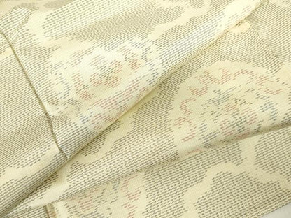 平和屋着物▽本場大島紬　白大島　単衣　流水花文　正絹　逸品　DABF3326op