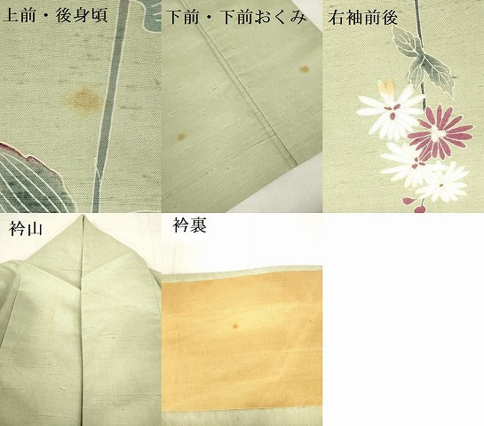 平和屋着物▽訪問着　単衣　白山紬　友禅　作家物　草花　正絹　逸品　DABF3329op