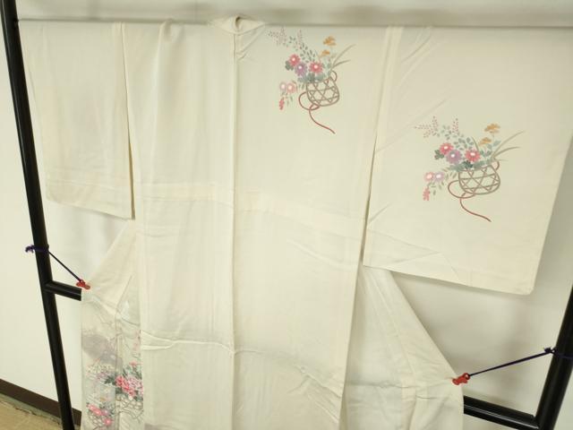 平和屋着物▽訪問着　単衣　花籠文　暈し染め　正絹　逸品　DABF3332op