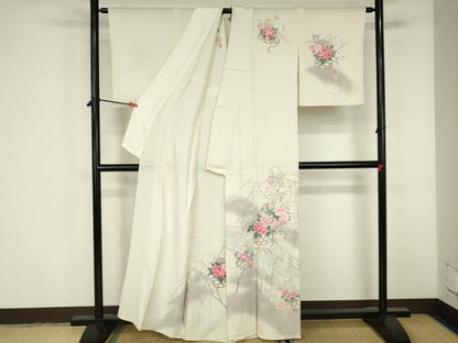 平和屋着物▽訪問着　単衣　花籠文　暈し染め　正絹　逸品　DABF3332op