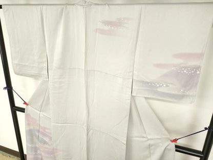 平和屋着物▽訪問着　単衣　箔散らし　暈し染め　銀彩　正絹　逸品　DABF3334op