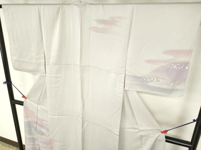 平和屋着物▽訪問着　単衣　箔散らし　暈し染め　銀彩　正絹　逸品　DABF3334op