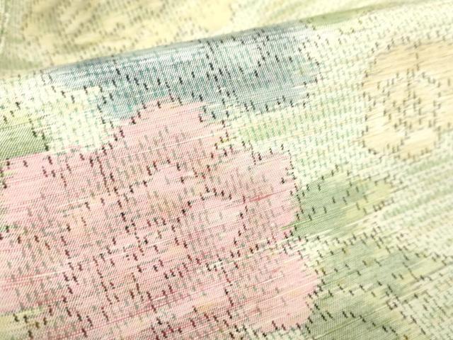 平和屋着物▽上質な紬　単衣　牡丹　正絹　逸品　DABF3335op